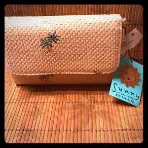 Sunny palm tree mirror cosmetic bag
